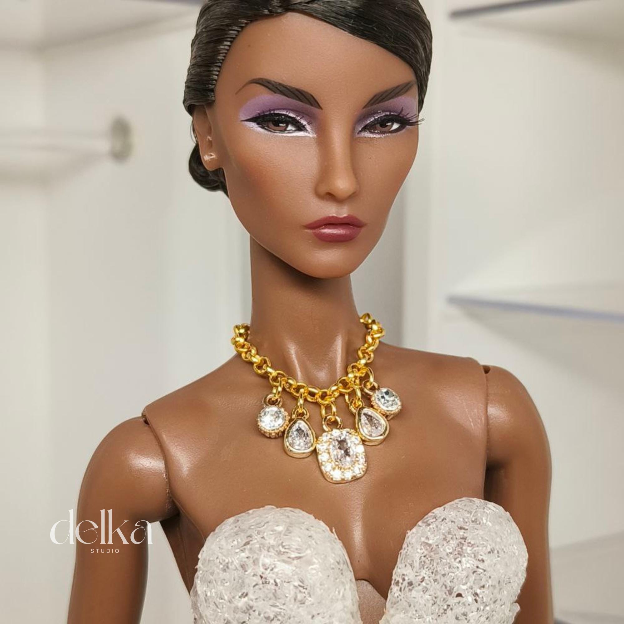 Rhinestone Jeweled Choker: 1/6 Scale Doll Necklace for Fashion Royalty