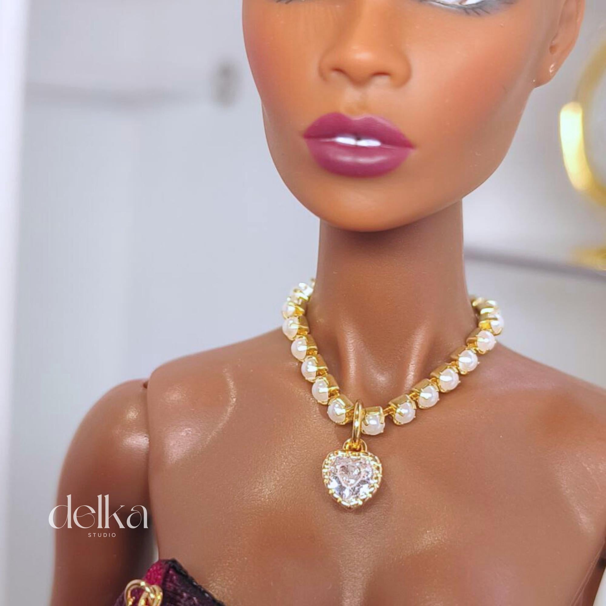 12 inch rhinestone Heart Choker for fashion dolls, 1/6 Scale Doll Necklace