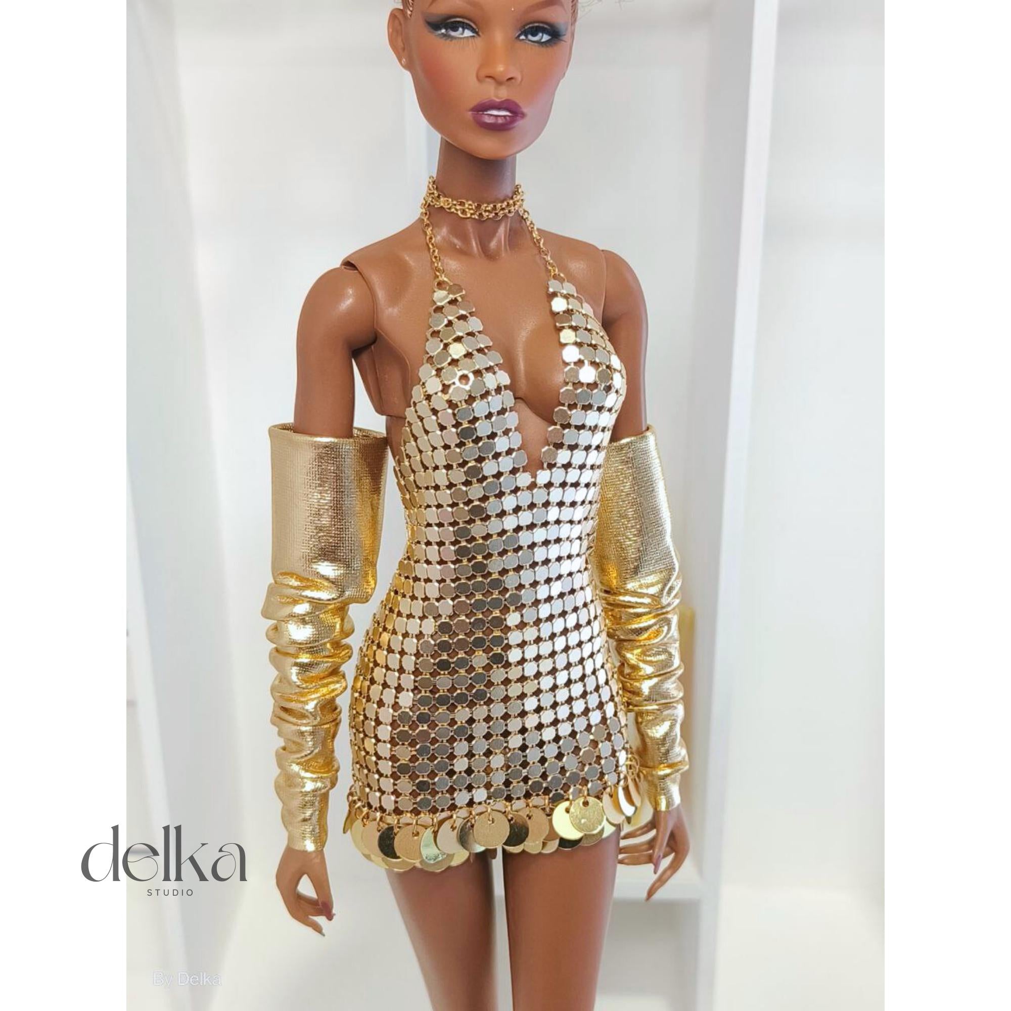 Metallic Sequin Dress for 12" Fashion Dolls: Integrity Toys, Nu Face, Fashion Royalty