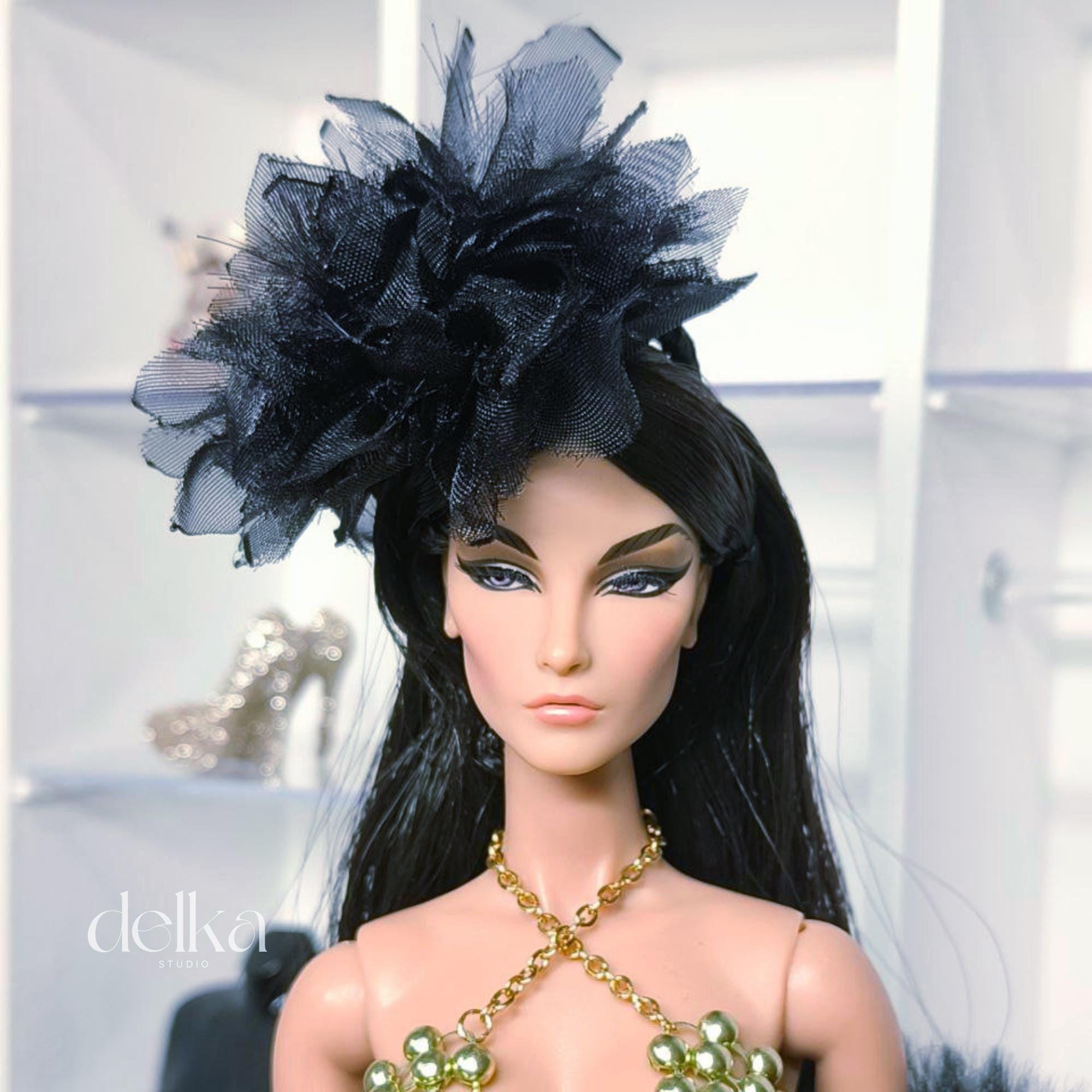 Red Flower Headband, Fashion Doll Accessory, 1:6 Scale
