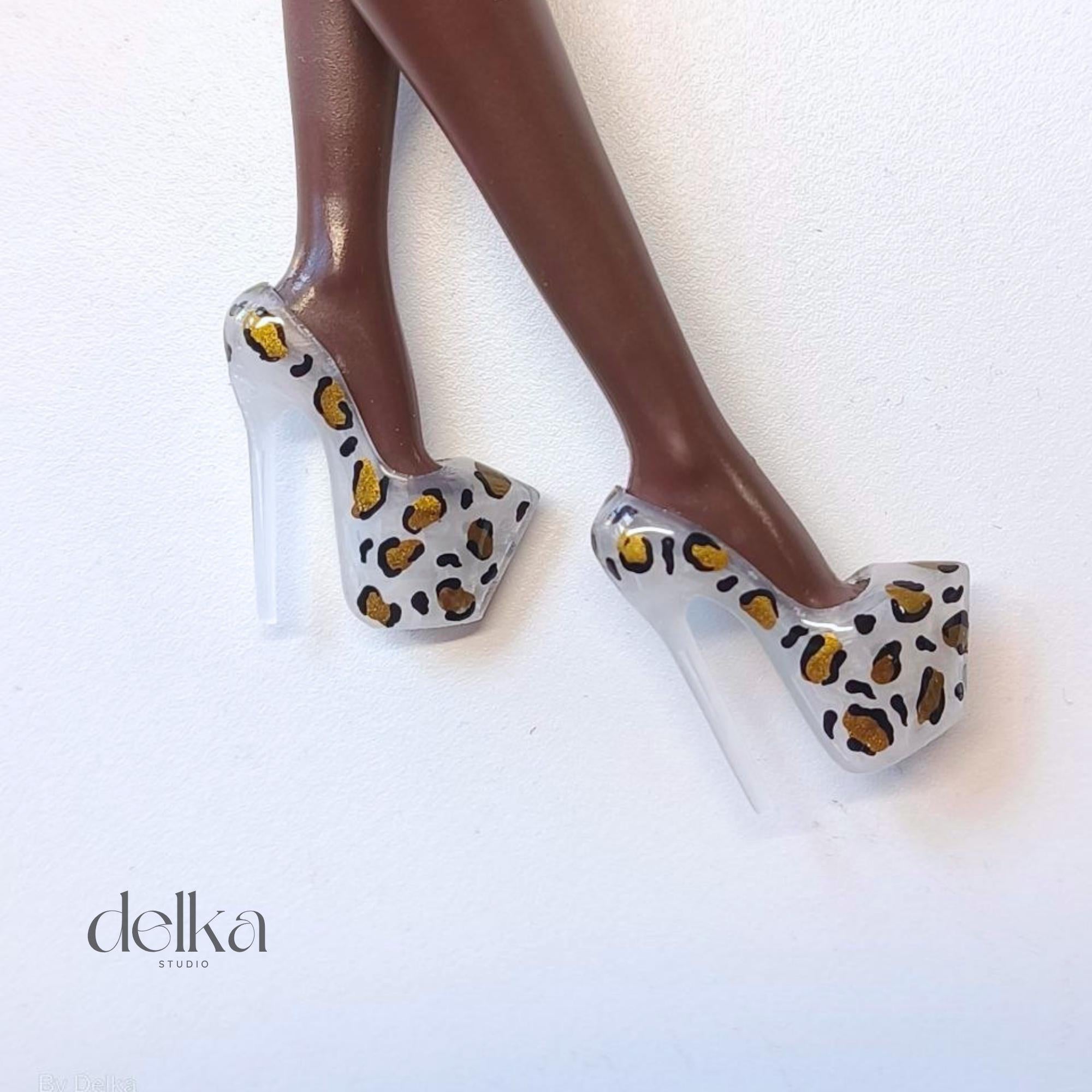 Animal Print Platform Shoes for 1/6 Scale Fashion Dolls